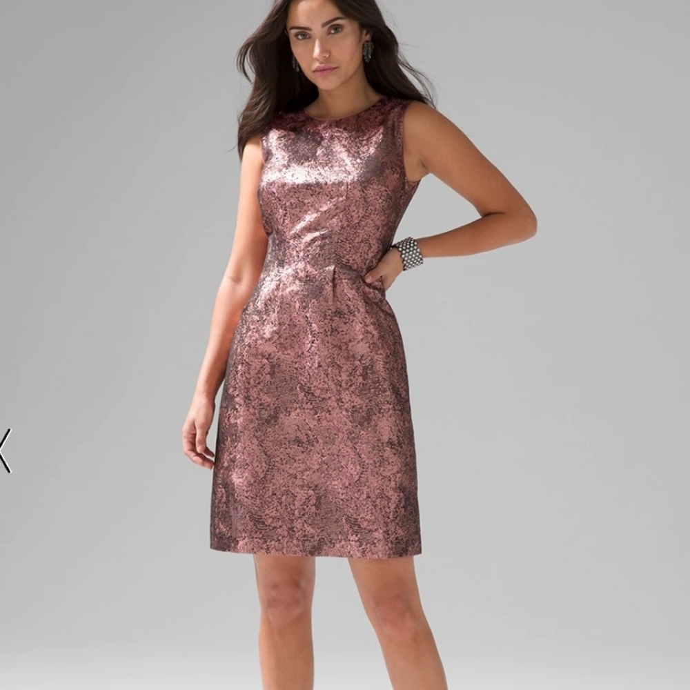 WHBM Metallic Snake Print Jacquard Dress